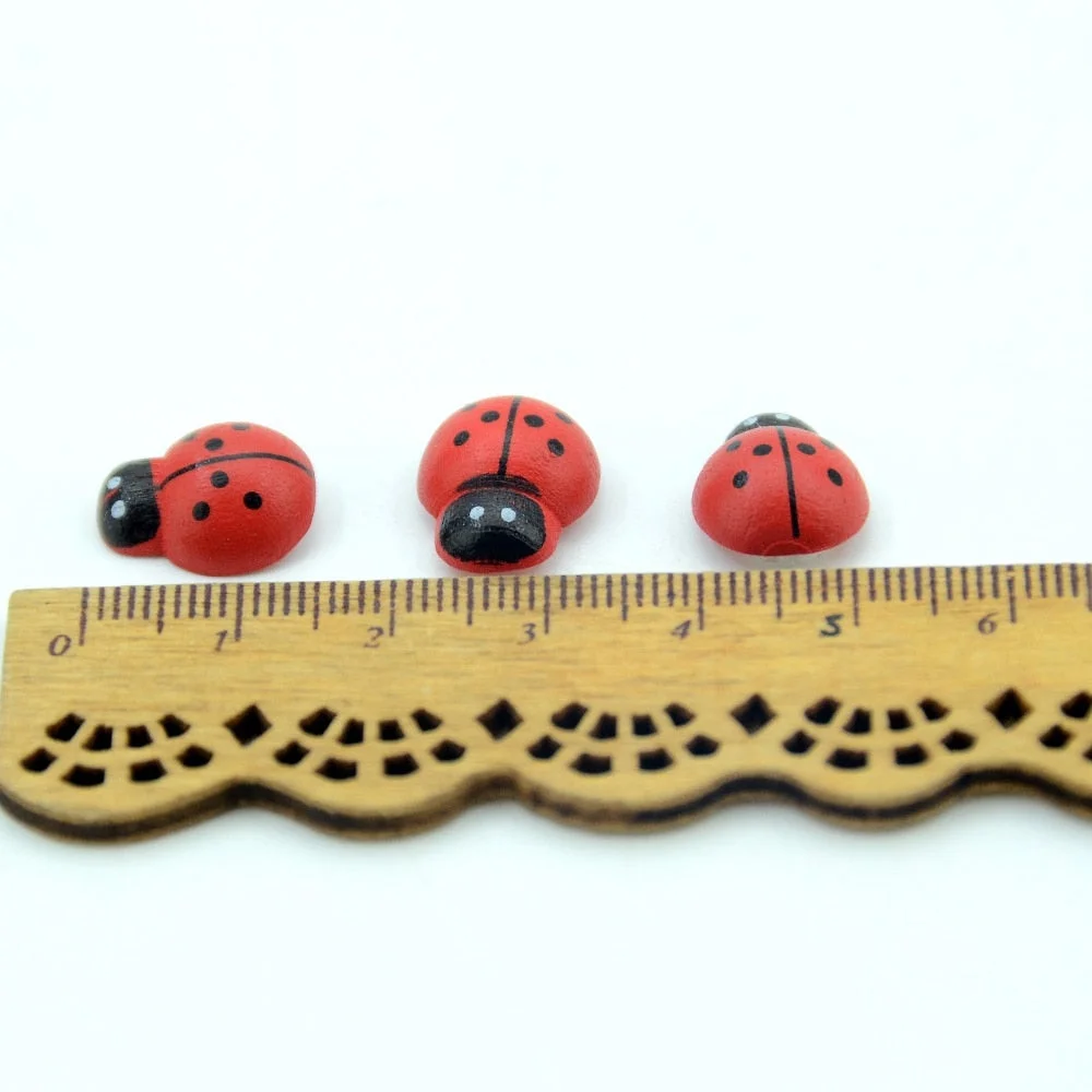 20Pcs Fashion Beatles Wooden Ladybird Wall Sticker Children Kids Painted  DIY Craft Wedding Home Party Holiday Decoration
