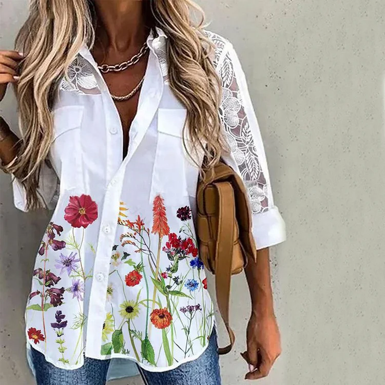 Fashion Print Panel Blouse