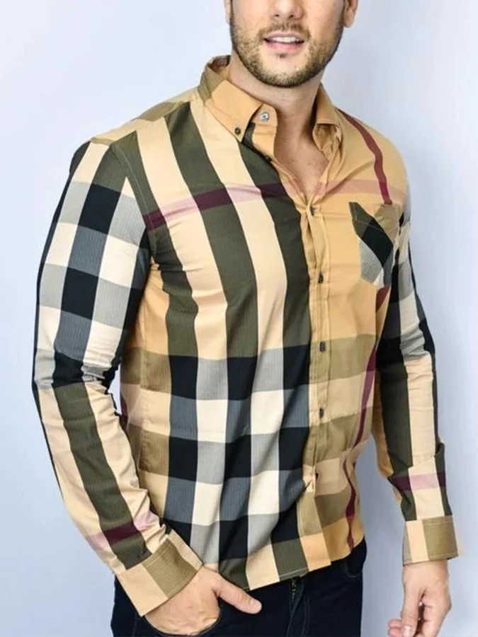 Men's Long Sleeve Casual Printed Shirt