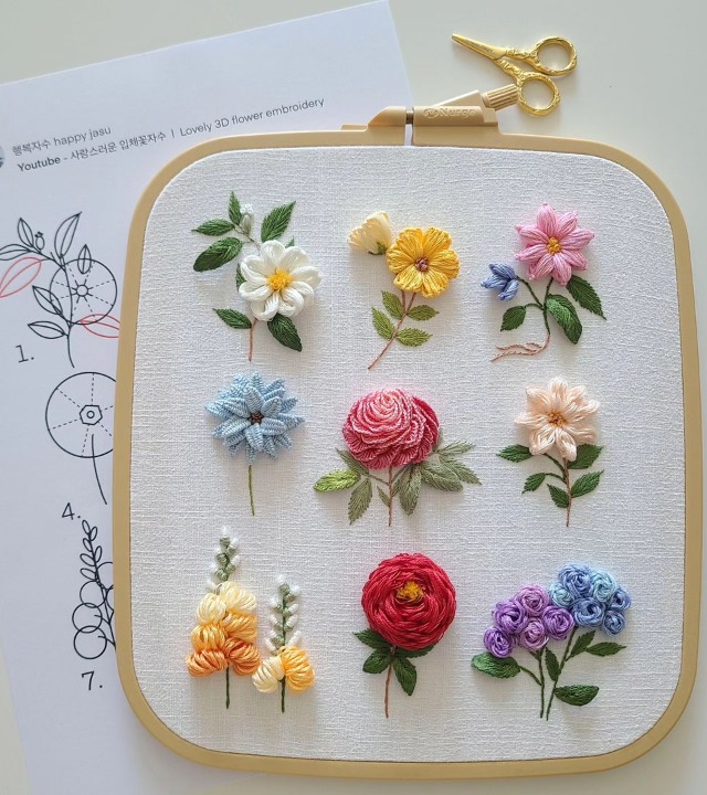 3D Flower Embroidery Kit