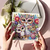 6pcs Diamond Painting Owl Greeting Card Kits with Envelopes for Family Friend Gifts