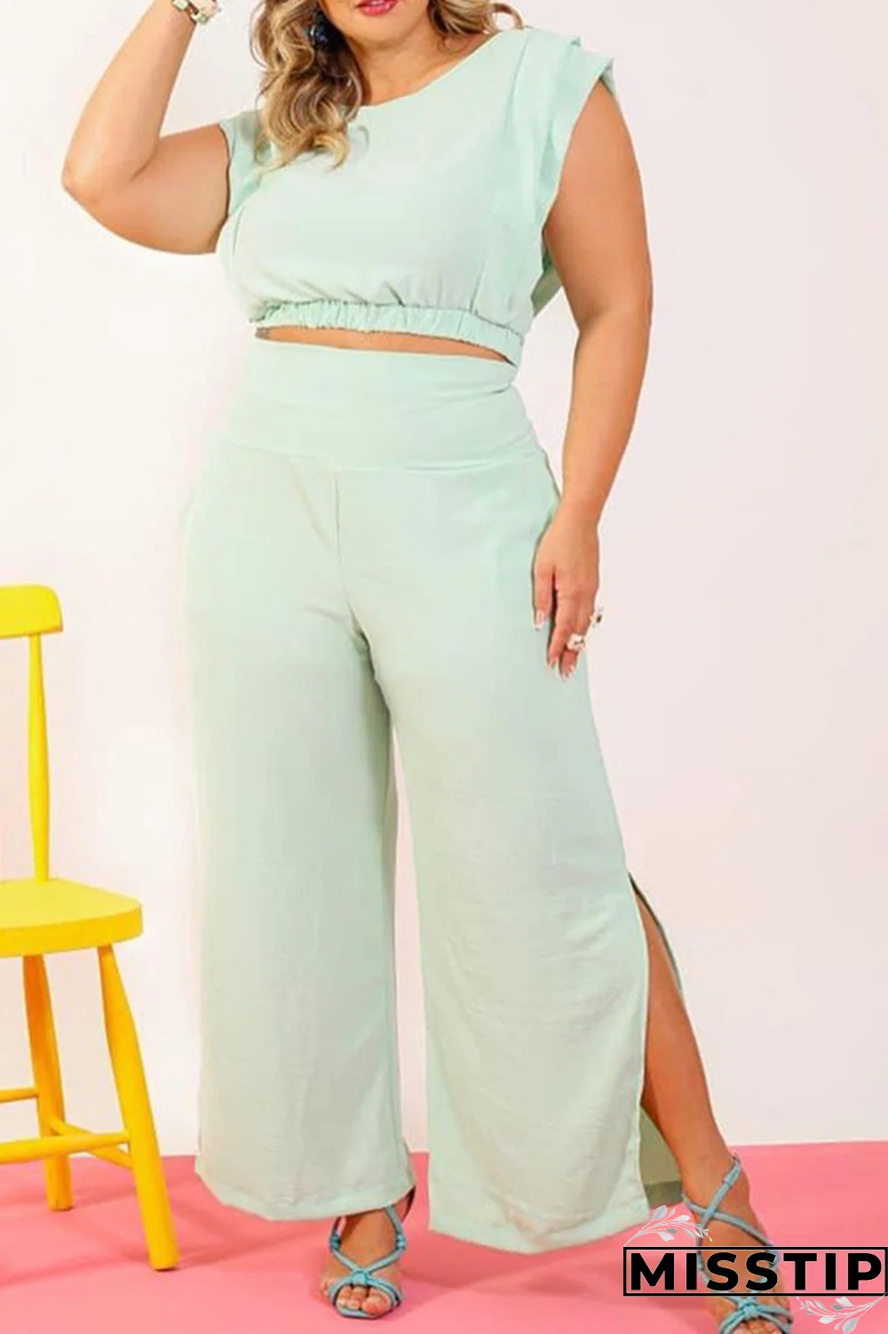 Black Casual Solid Patchwork O Neck Plus Size Two Pieces