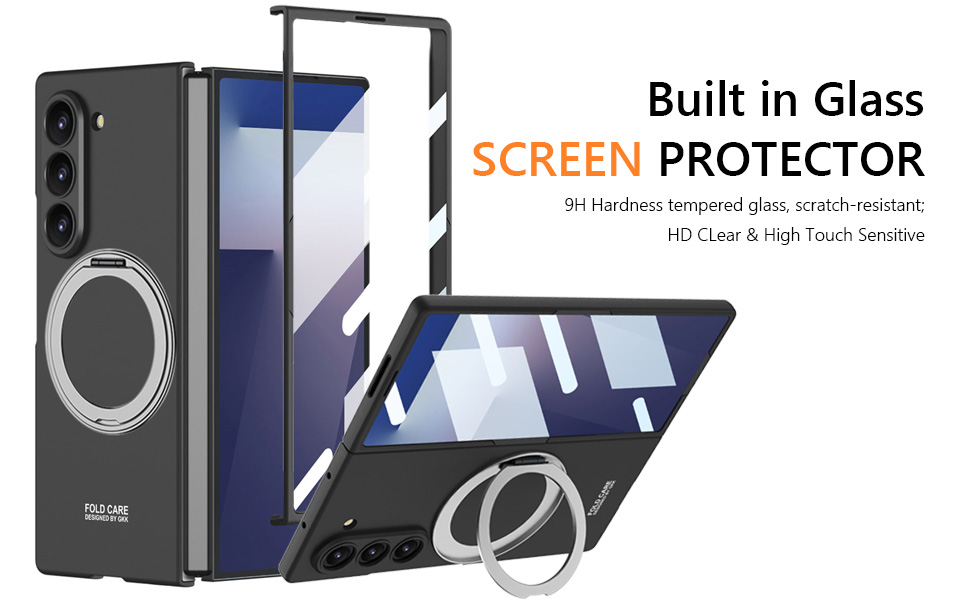 for Samsung Galaxy Z Fold 7 Magnetic Case with Rotating Ring Holder