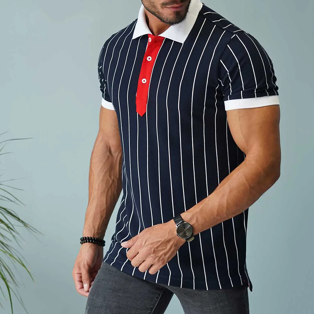 Men's Lightweight Vertical Stripe Polo Shirt