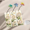 3Pcs DIY Pearl Painting Sunflower Bookmark with Butterfly Pendant Home Office Supplies Gift for Book Lovers