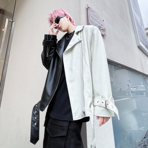 Dawfashion-Trendy Loose Stitching Casual Leather Jacket-Yamamoto Diablo Clothing