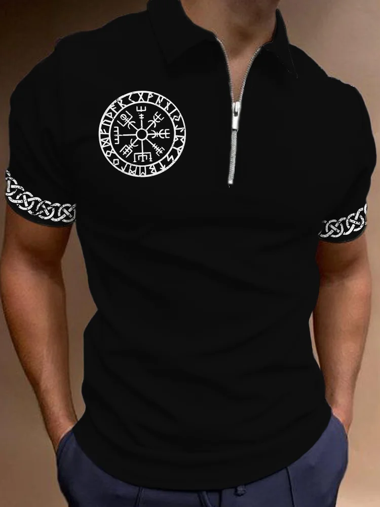 BrosWear Men's Viking Compass Vegvisir Short Sleeve Polo Shirt