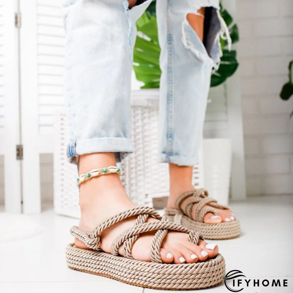 Women Criss Cross Lace-Up Casual Sandals | IFYHOME
