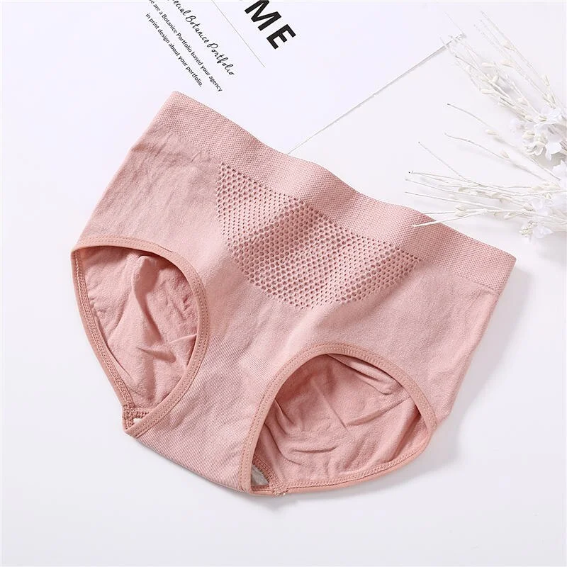 Women Seamless Panties Female Middle Waist Underwear Physiological Pants Crotch Cotton Briefs Honeycomb Embossed Warm Lingerie