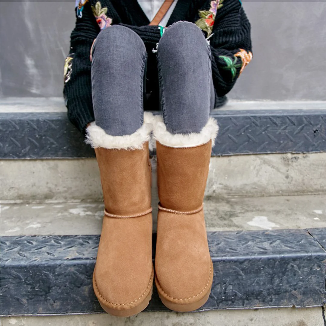 Women's Snow Boots for Winter Mid-Calf high Back Bows-MERUMOTE