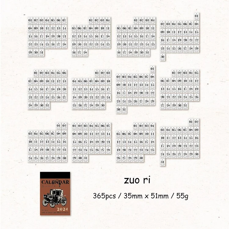 Journalsay 365 Sheets 2024 Mini Calendar Material