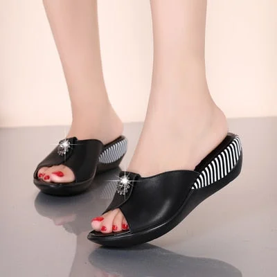 GKTINOO 2022 Summer Platform Flip Flops Fashion Beach Shoes Woman Anti-slip Genuine Leather Sandals Women Slippers Shoe
