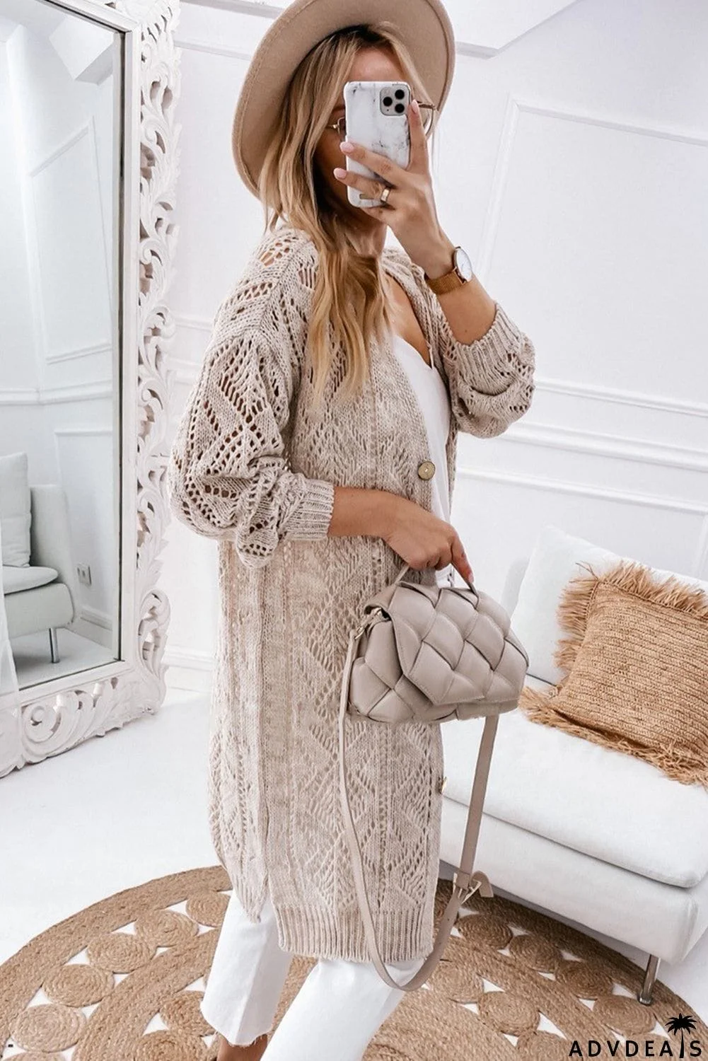 V-Neck Long Sleeve Cardigan