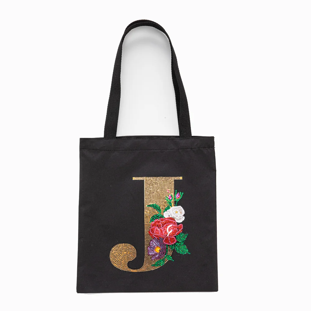 DIY Diamonds Painting Handbag Linen Shopping Bag Portable Fashion for Work