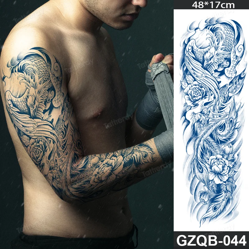 Sdrawing transfer tattoo fake large size full arm tattoo sleeve juice ink long lasting waterproof temporary tattoos men body art 1020-1