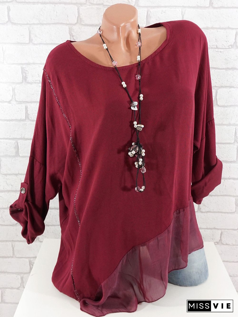 Women Long Sleeve Scoop Neck Printed Tops