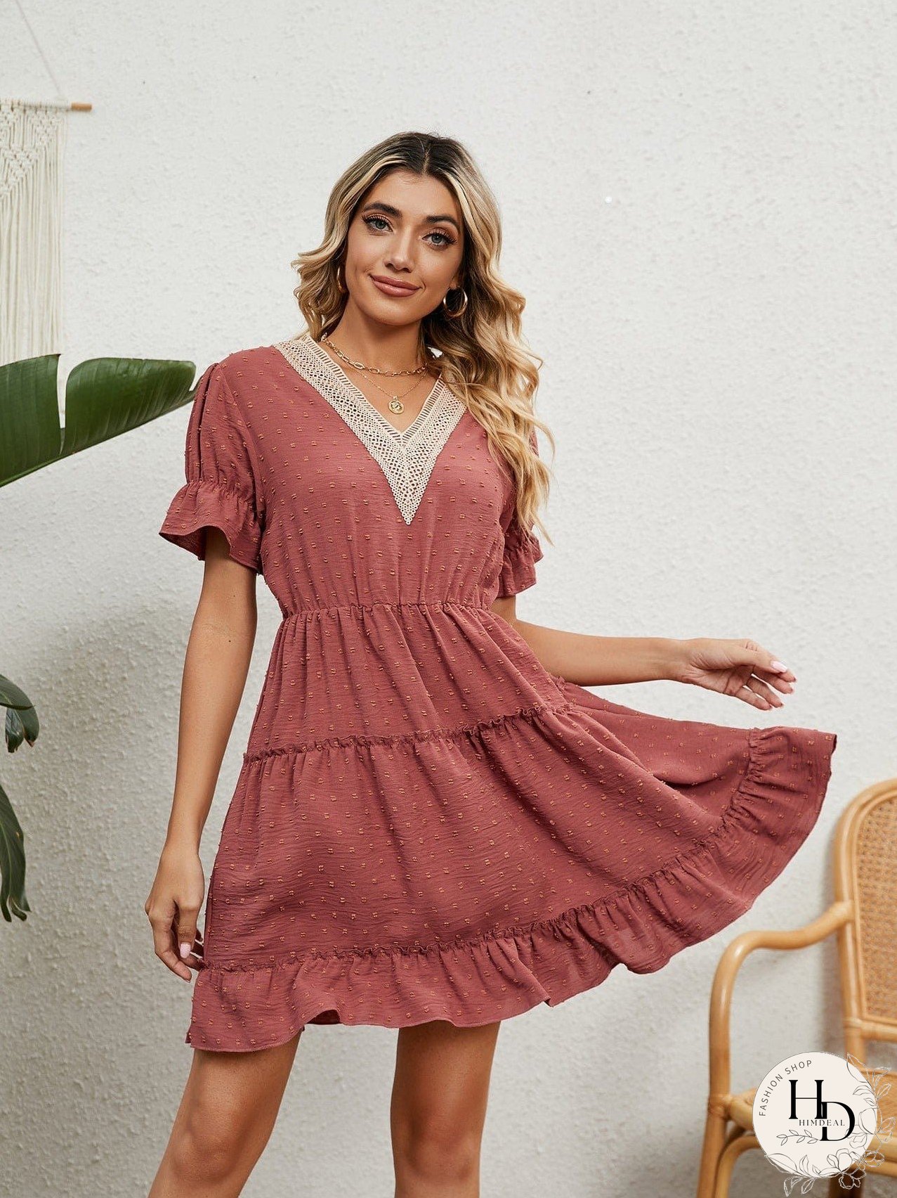 Relaxed Fit V-Neck Summer Dress