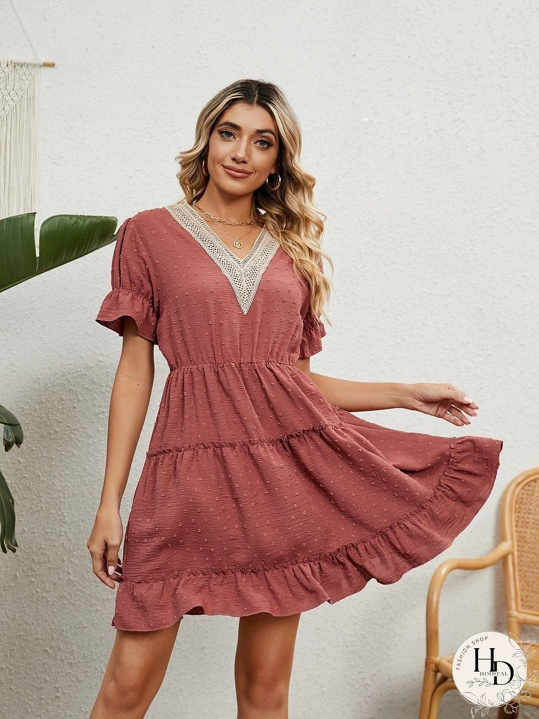 Relaxed Fit V-Neck Summer Dress