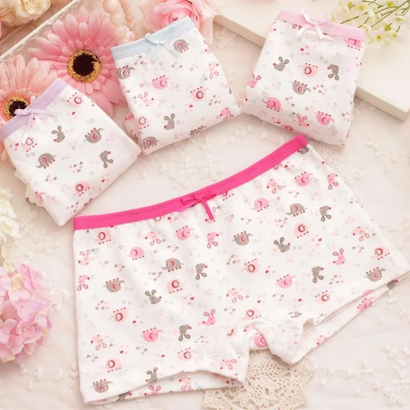 4Pcs Lot New Arrive Kids Underwear Cotton Baby Girl Panties Children's Briefs Cartoon Designs Shorts 2 To 10 Years ZL15