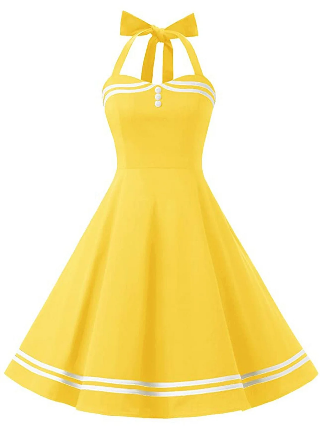 Yellow 1950s Halter Swing Dress