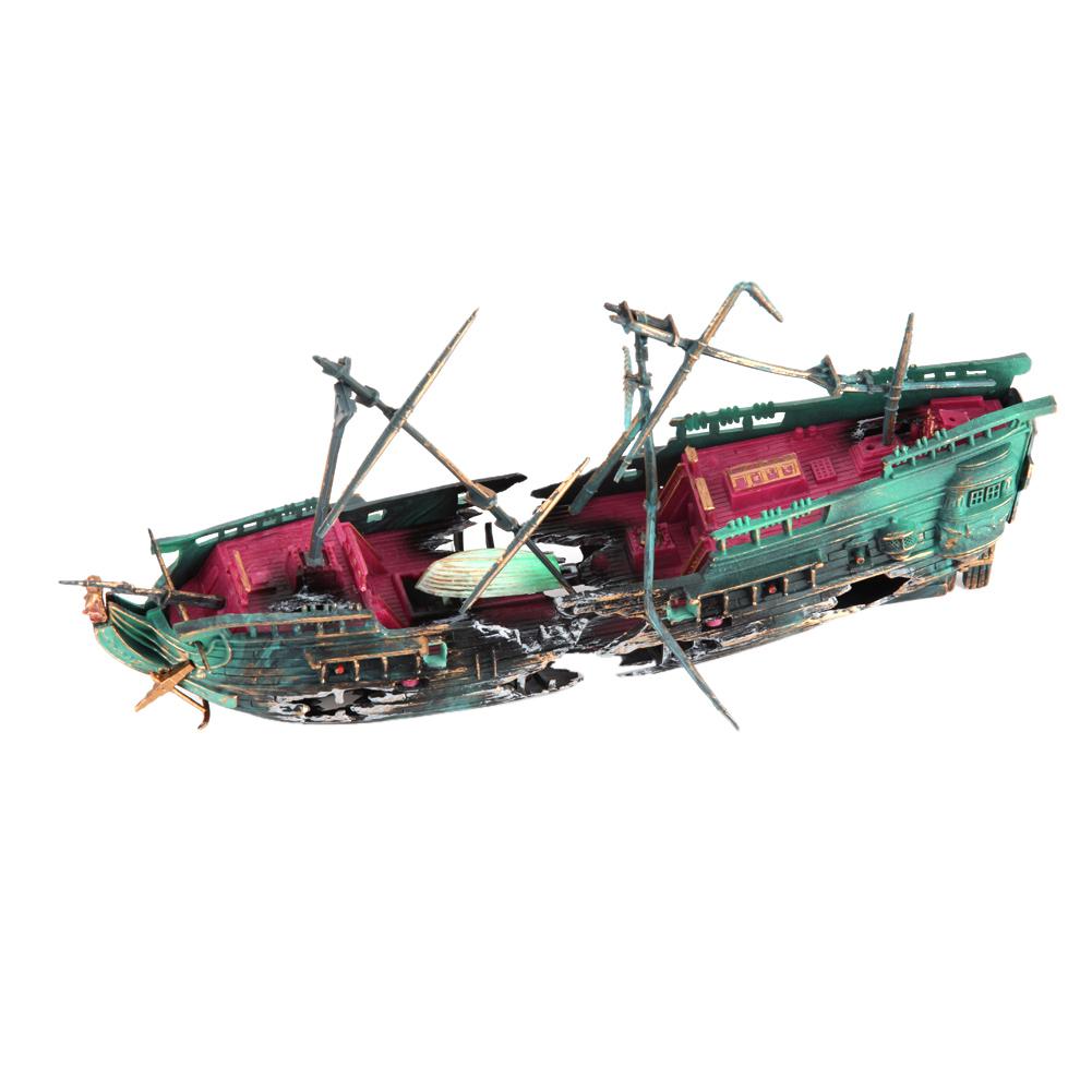

Aquarium Ornament Ship Air Split Shipwreck Fish Tank Decor Sunk Wreck Boat, 501 Original