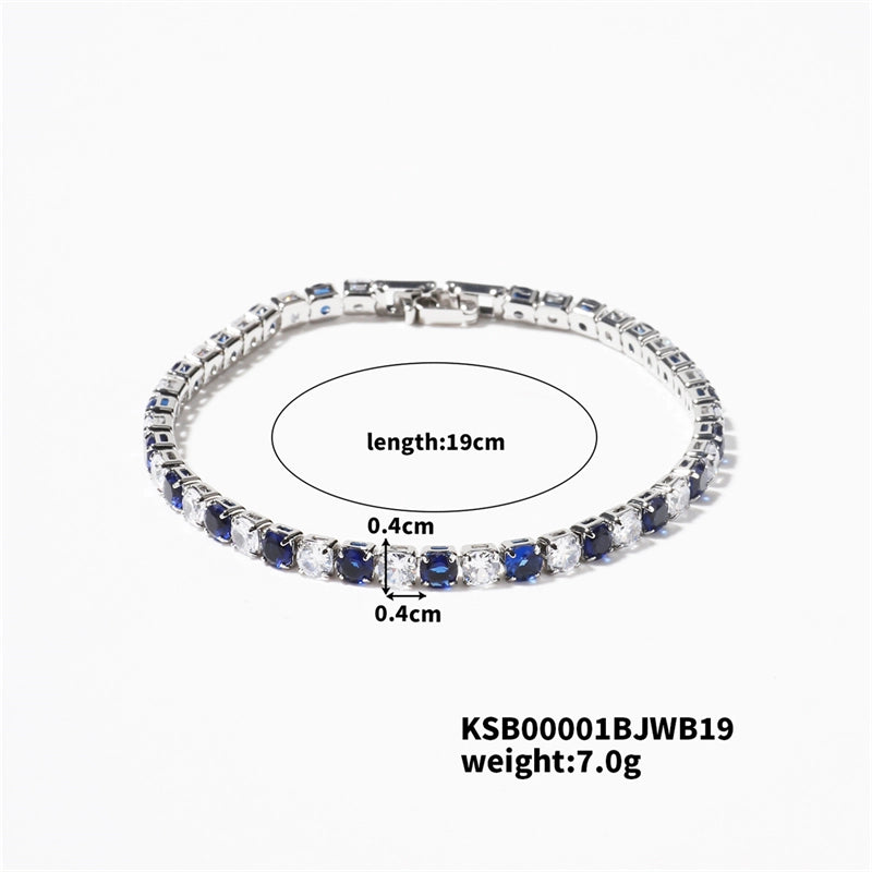 Hip-Hop Solid Color Copper Inlay Zircon K Gold Plated Rhodium Plated Unisex Tennis Bracelet