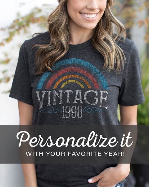 Personalized Gifts, Custom Year Vintage Rainbow Birthday Shirts for  Women 