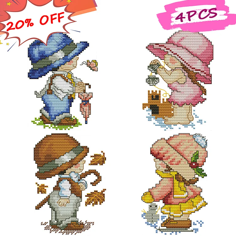 Four Seasons Kids 14CT Stamted Cross Stitch (11*17CM) gbfke