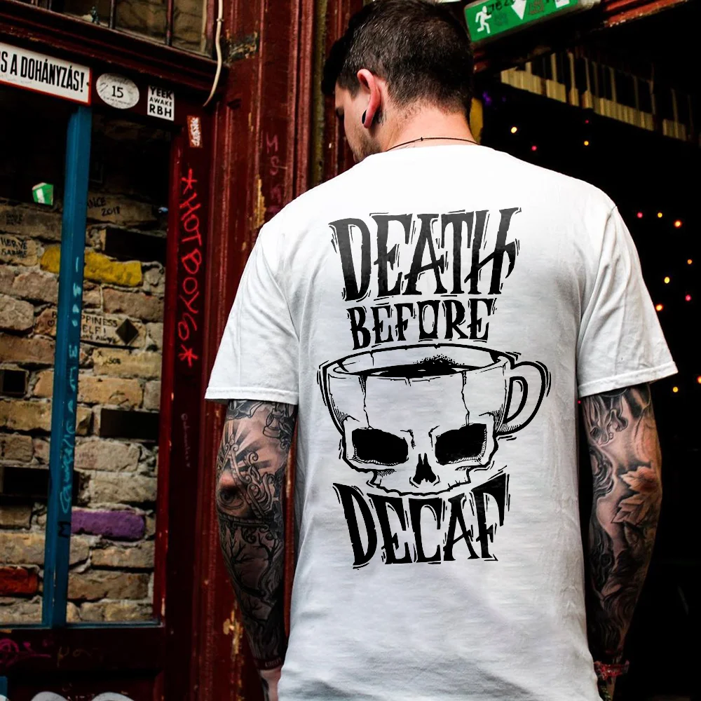 Death Before Decaf Printed Sports Men's T-shirt -  