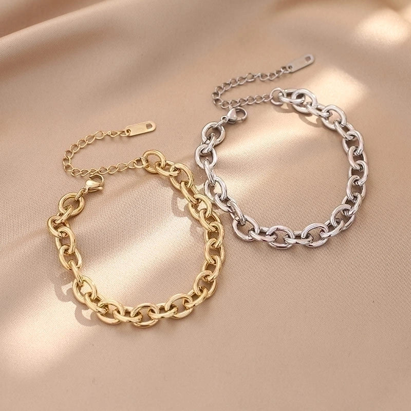 Retro Geometric 304 Stainless Steel Gold Plated Bracelets In Bulk