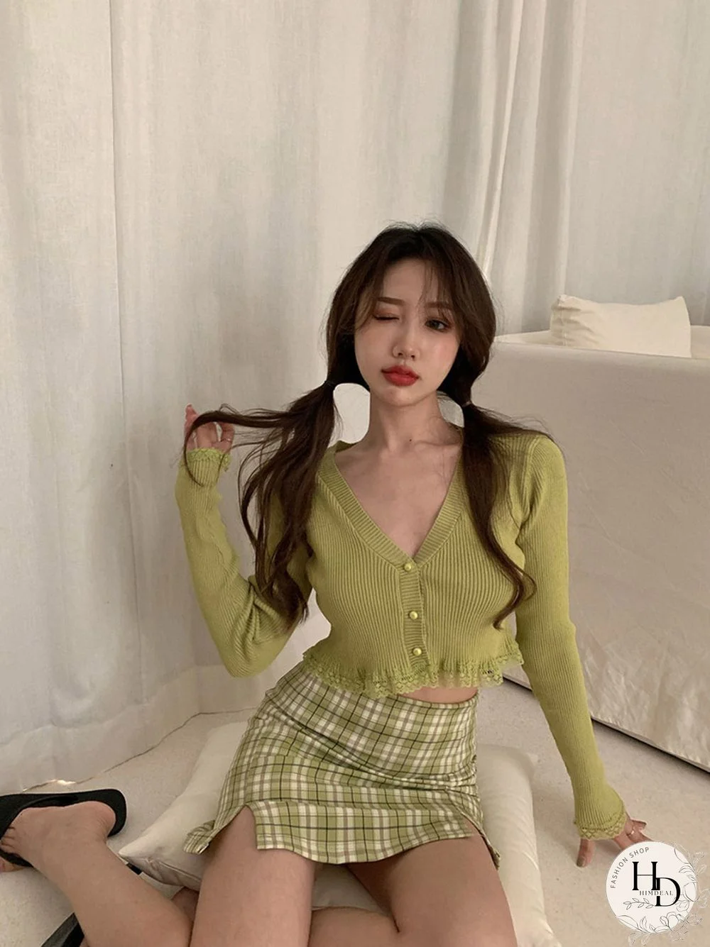 Pink Black Green Black Women Cardigans Fashion Slim Ladies Knitted Sweater Crop Top Long Sleeve Buttons Sweater