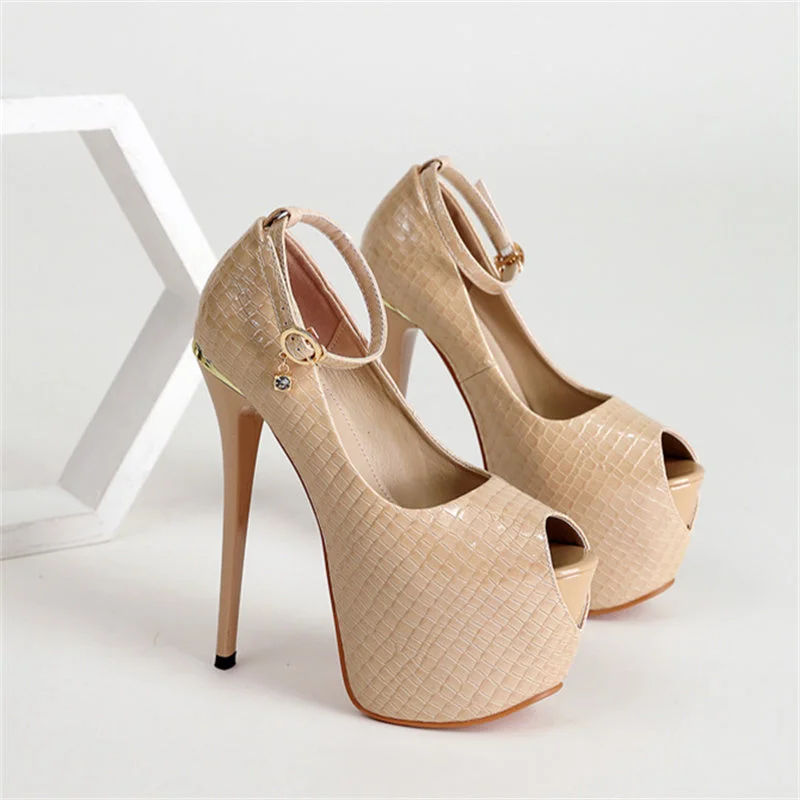 Women Sandals Open Toe Platform 17Cm Super High Buckle Pumps Nightclub Party Shoes Dancing Shoes