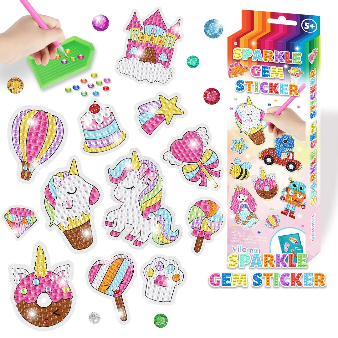 20pcs 5D Diamond Painting Stickers Kits for Kids - Cute Cartoon