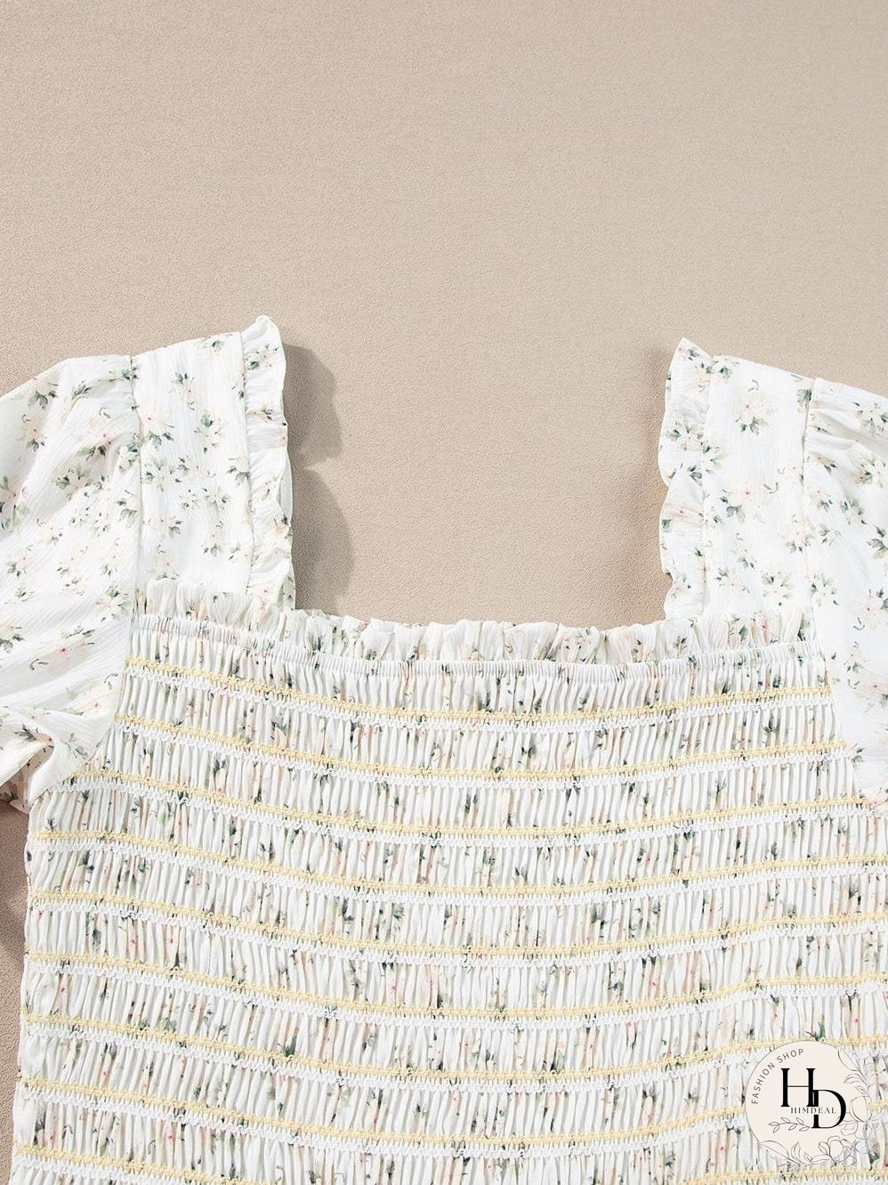 Floral Tiered White Maxi Dress with Shirred Bodice