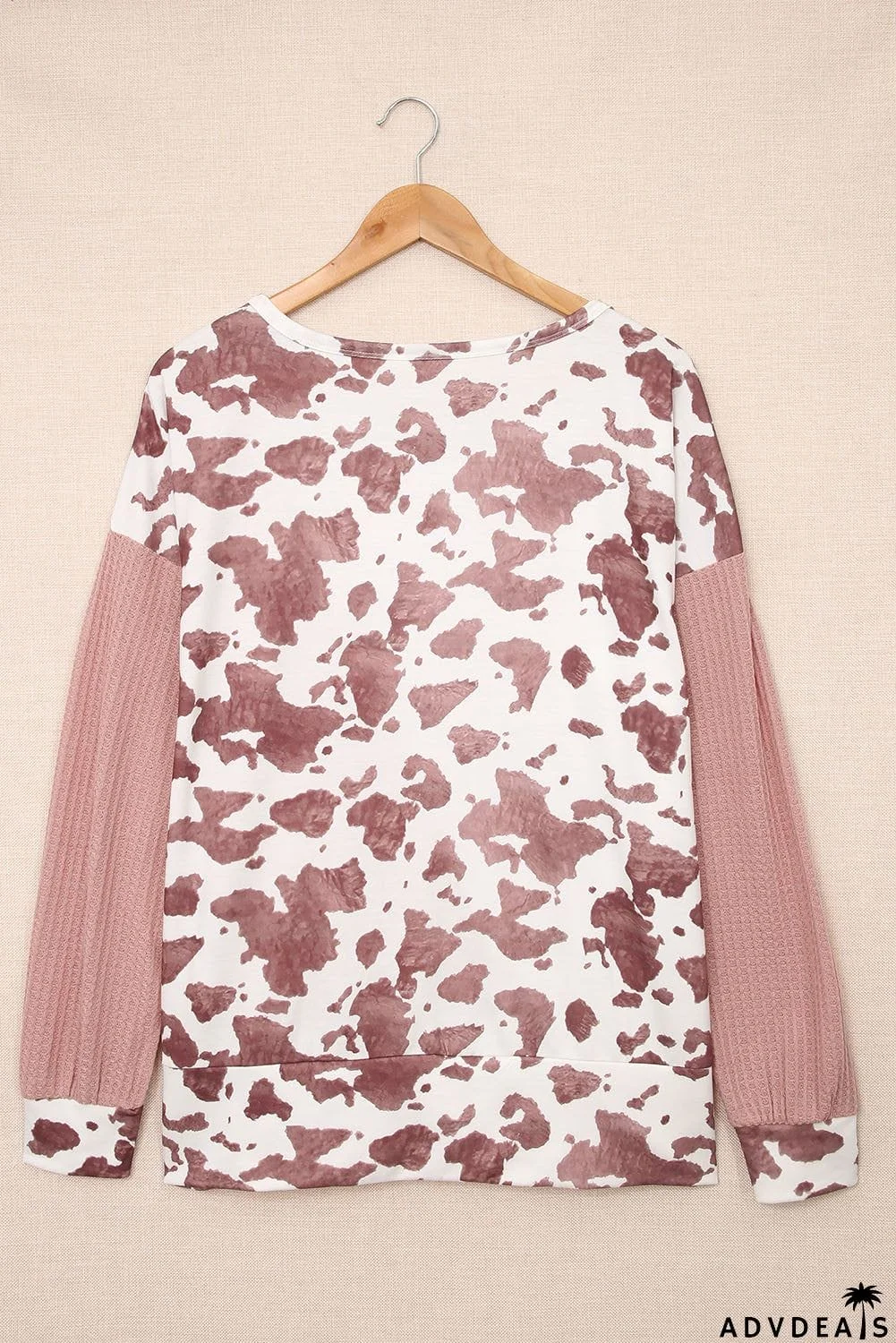 Brown Cow Contrast Asymmetrical Long Sleeve Top