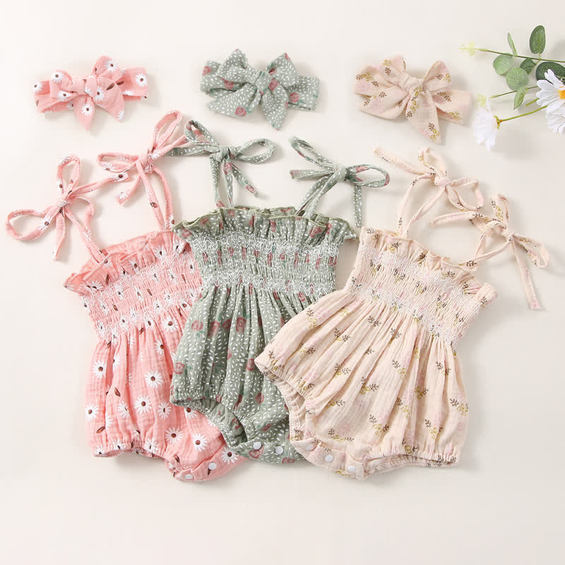 Baby Floral Sling Bodysuit with Headband
