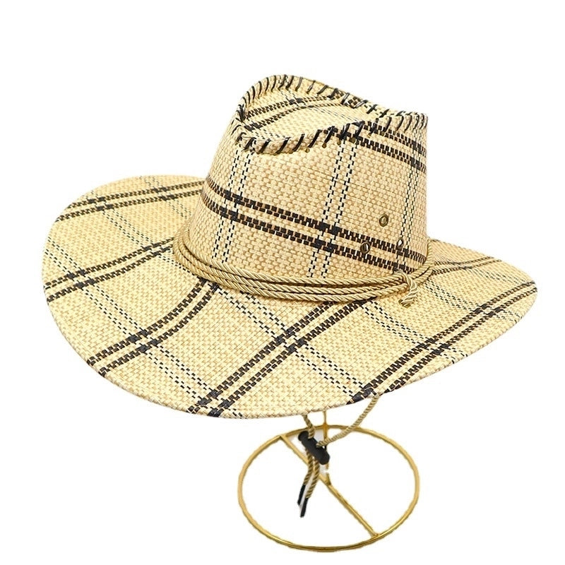 Men’s Minimalist Solid Color Big Eaves Straw Hat