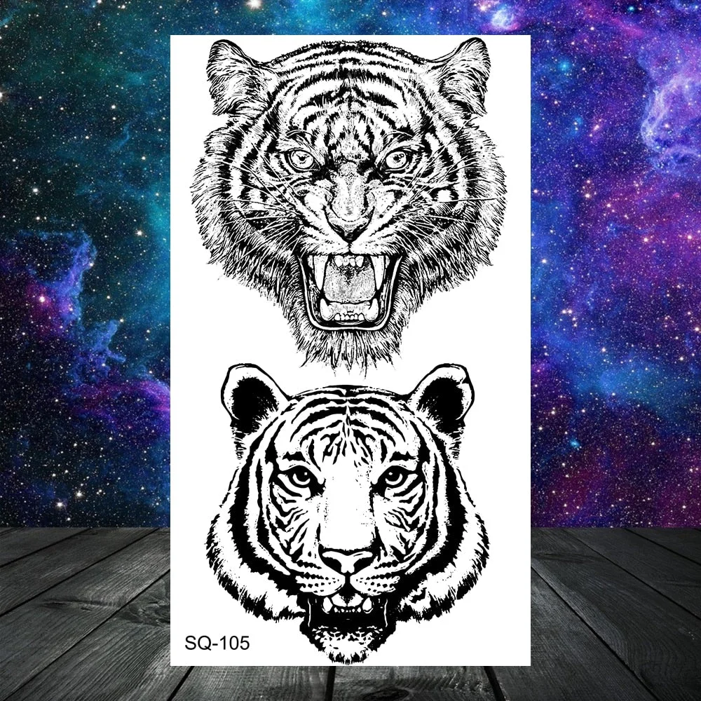 Thorns Wolf Dragon Scorpion Temporary Tattoos For Adult Men Boy Skull Tiger Lion Compass Fake Tattoo Neck Arm Hands Small Tatoos