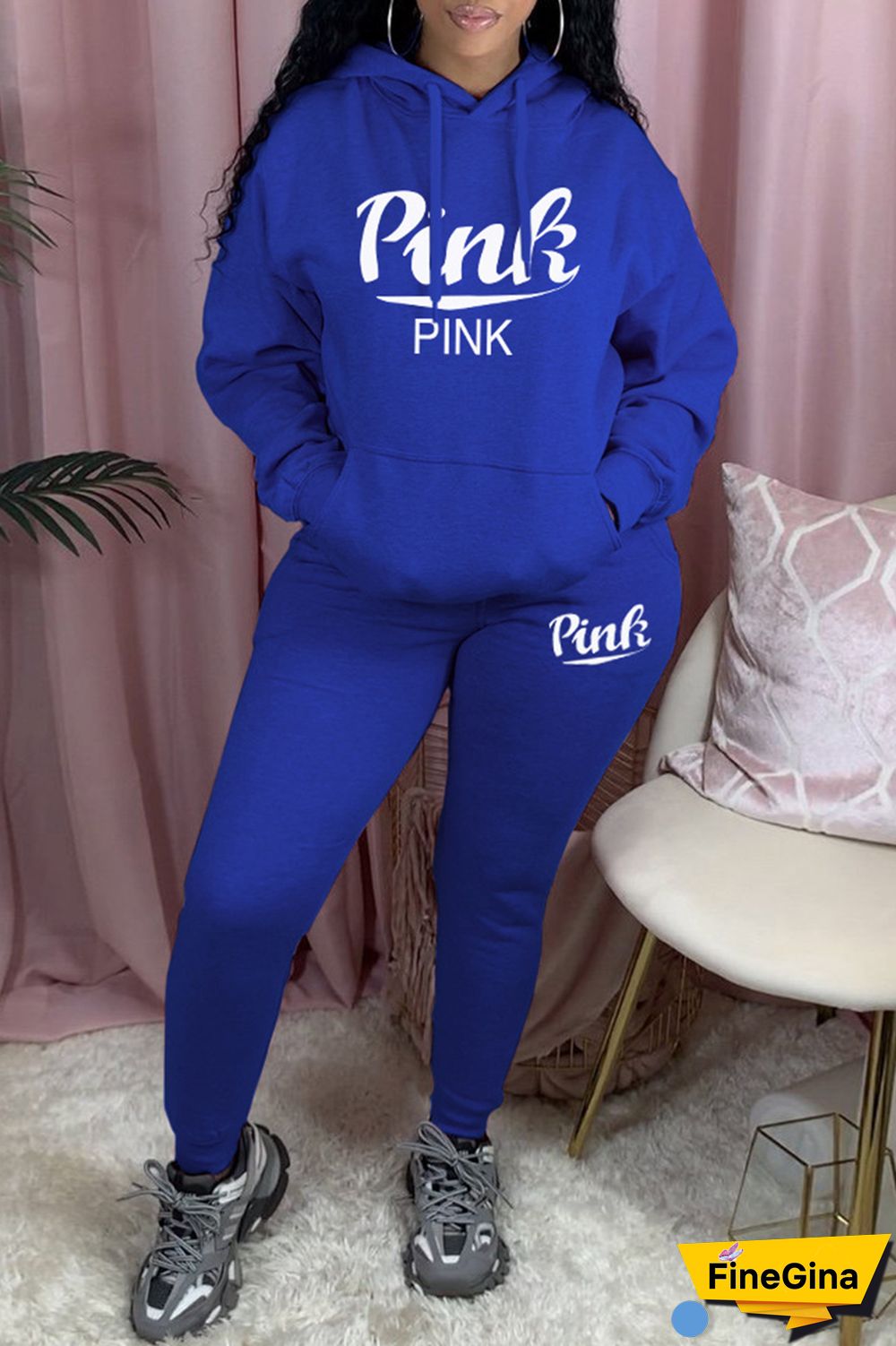 Black Casual Letter Print Basic Hooded Collar Long Sleeve Two Pieces