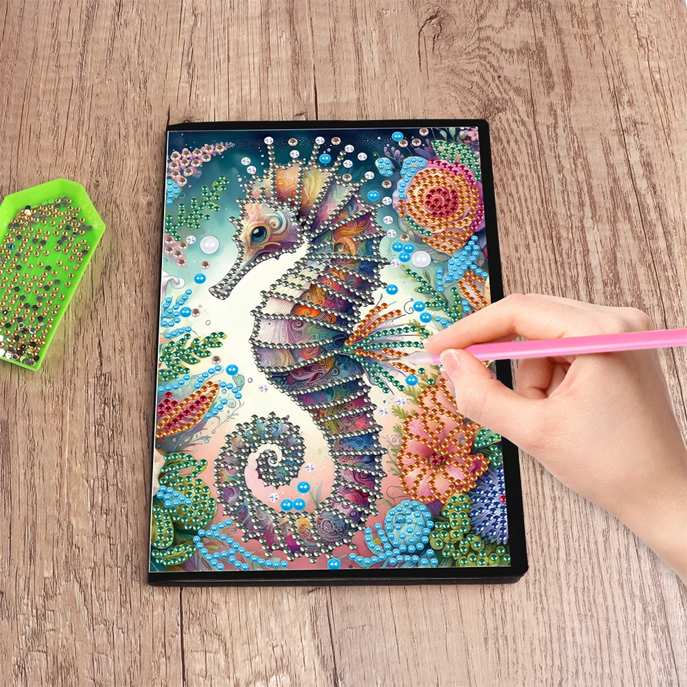 DIY Seahorse Special Shaped Diamond Painting Diary Book 50 Pages for Adults Kids