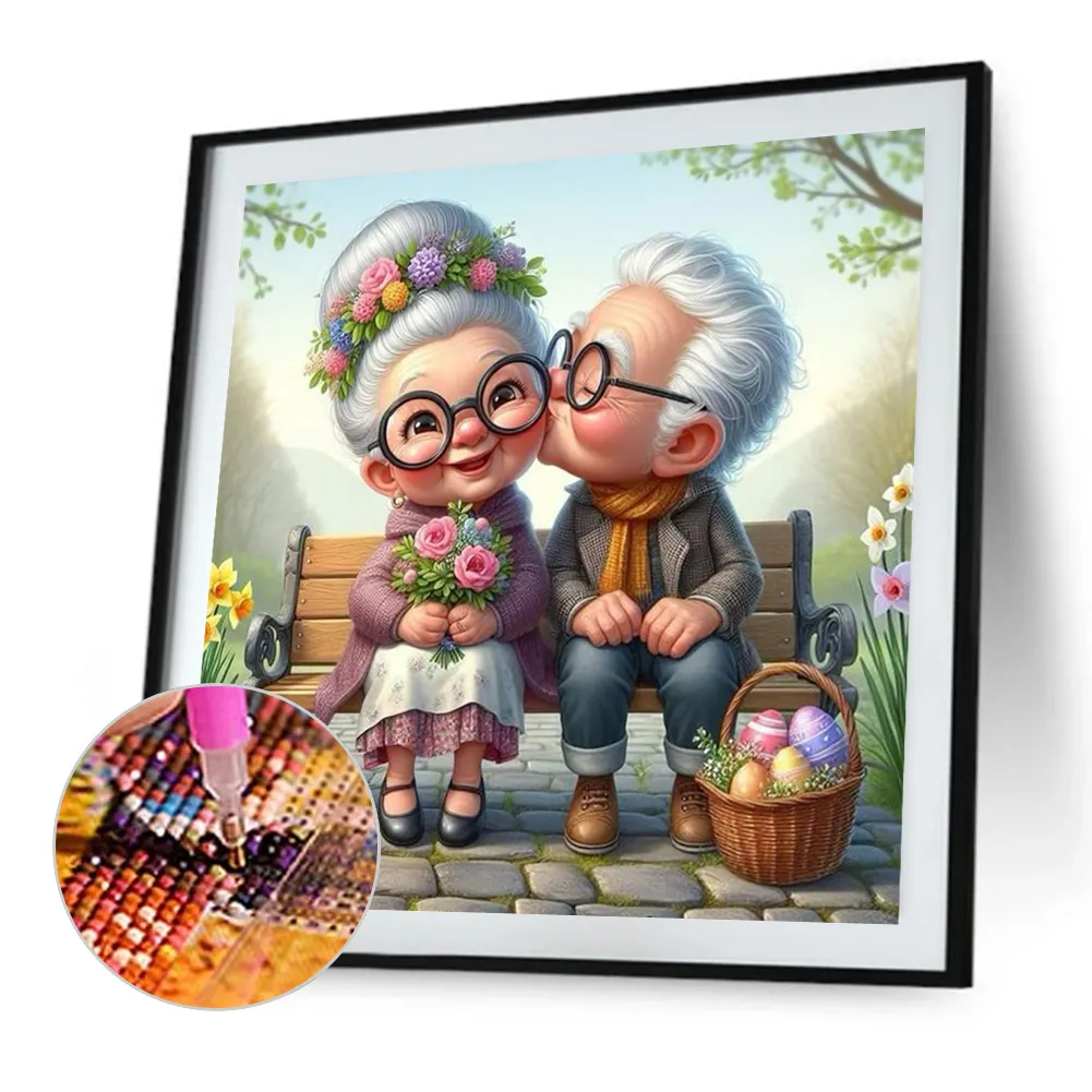 Diamond Painting - Full Square Drill - Old Couple(Canvas|35*35cm)