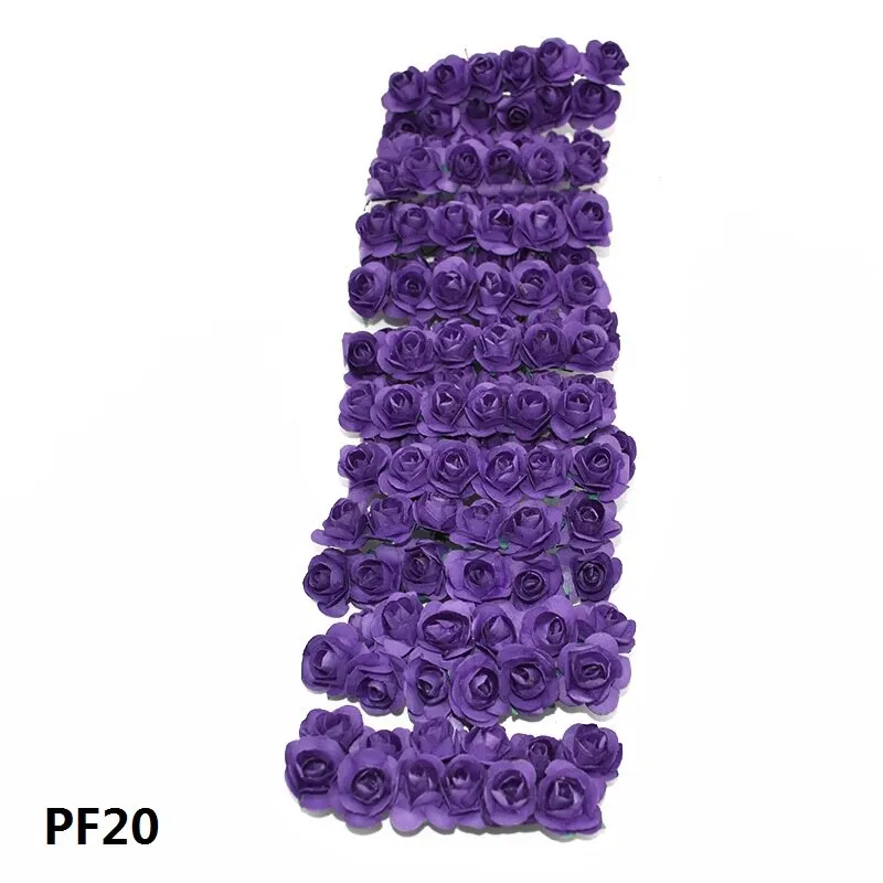 72Pcs/lot 2CM Multicolor Paper Artificial Flowers Mini Rose Flower Head Wedding Bouquet Scrapbooking Party Home Decoration