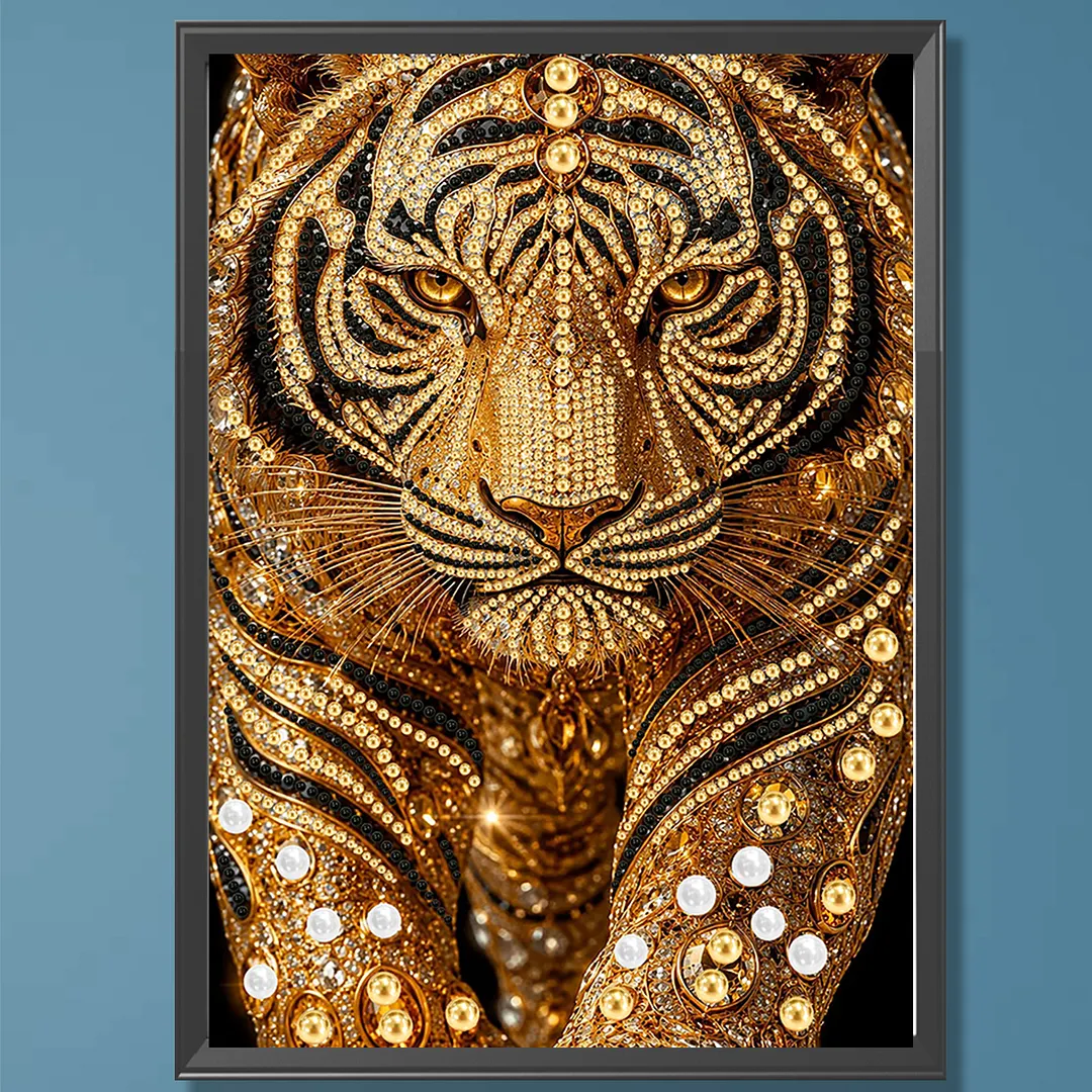 Pearl Painting Kit for Adults Golden Tiger 11.81x15.75in