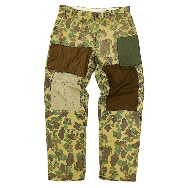 Vintage Patchwork Camouflage Hunting Loose Straight Trousers