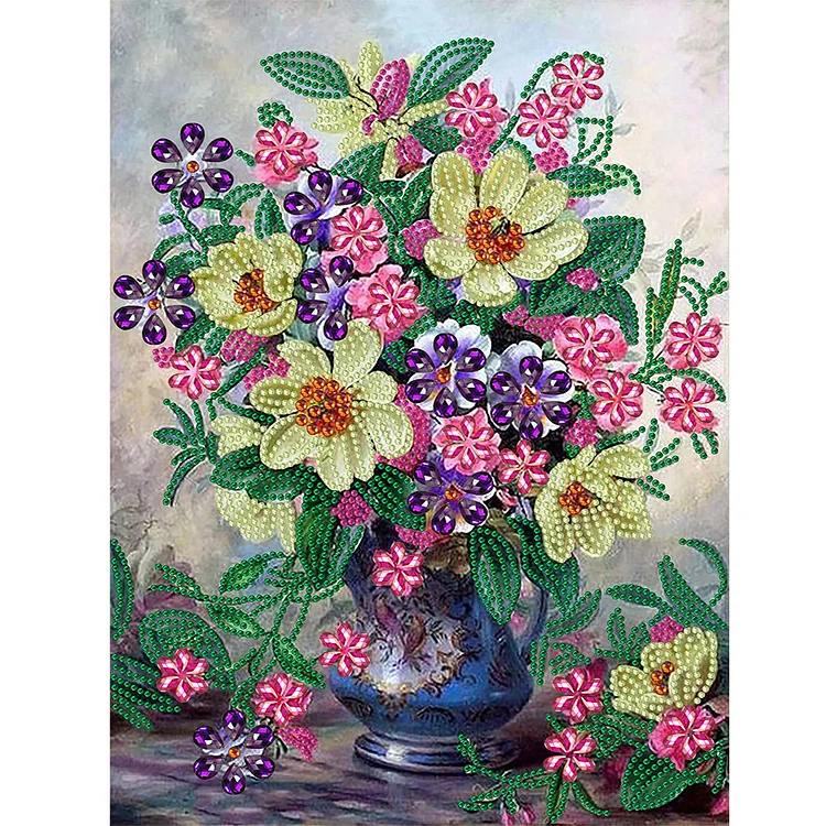 Vase Bouquet 30*40CM(Canvas) Special Shaped Drill Diamond Painting gbfke