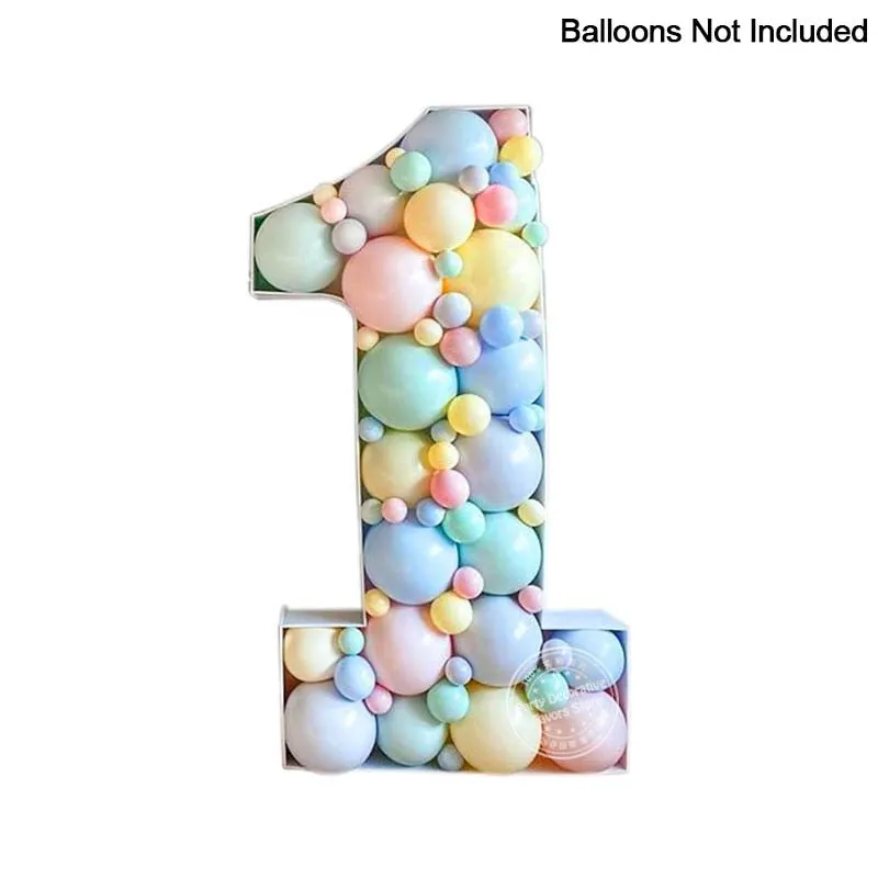 100/73cm Large Number Balloon Filling Box Frame Stand Kids Adult Birthday Party Anniversary Baby Shower DIY Decoration Wedding