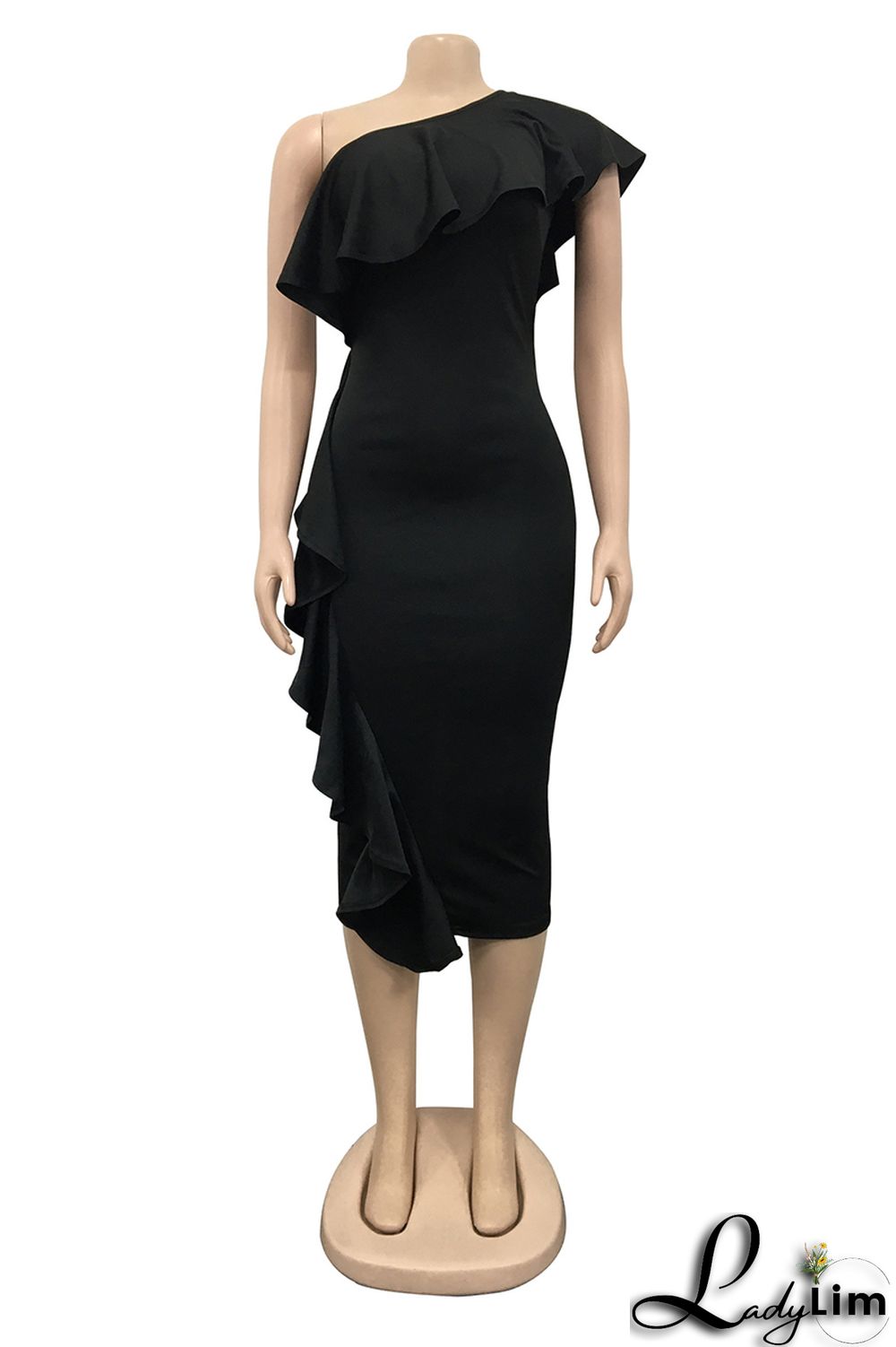 Rose Red Fashion Casual Solid Patchwork Backless Oblique Collar Short Sleeve Dress