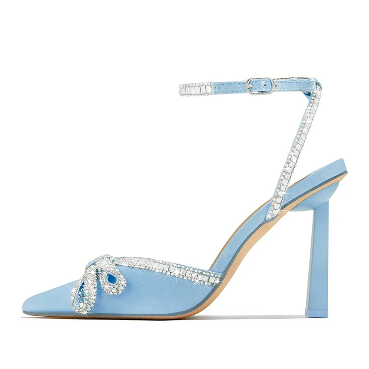 Blur Stiletto Rhinestones Pumps Elegant Pointy Toe Velvet Bridal Heels |FSJ Shoes