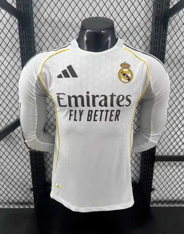 2526 New Season Real Madrid Home Long Sleeve Jersey Player Edition
