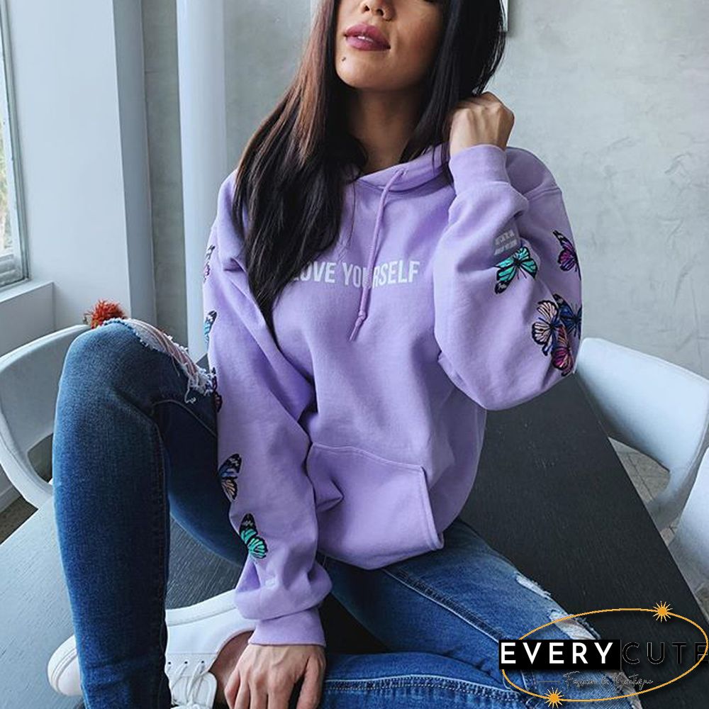 Butterfly Print Fashion Casual Hoodie